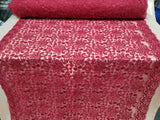 Embroidered Lace Burgundy Clear Sequin Fabric