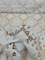 Embroidered Sequin Guipure Lace White