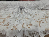 Embroidered Sequin Guipure Lace White