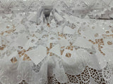 Embroidered Sequin Guipure Lace White