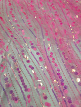 3D Sequin Lace Neon Pink Floral