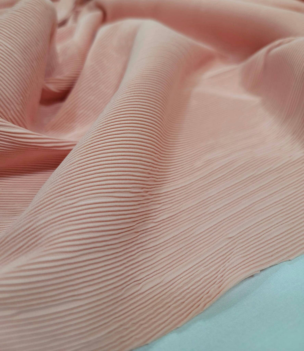 Blush Pleated Stretch Nylon Spandex Fabric