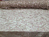 Beaded Lace 3D Embroidery Mauve Taupe Mesh