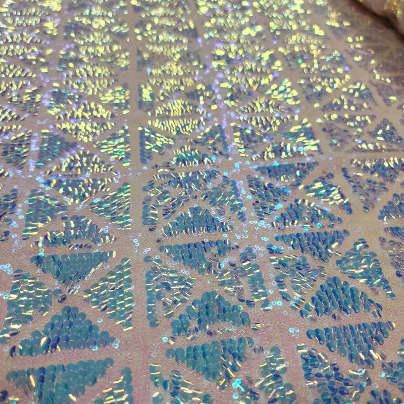 Pink Sequin Stretch Mesh Fabric