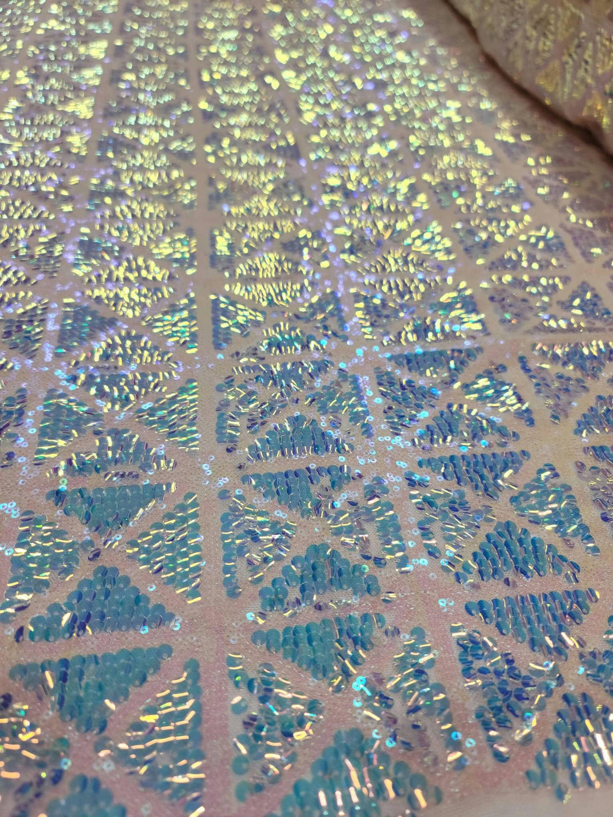 Pink Sequin Stretch Mesh Fabric