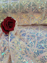 Pink Sequin Stretch Mesh Fabric