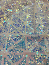 Pink Sequin Stretch Mesh Fabric