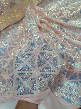 Pink Sequin Stretch Mesh Fabric