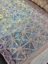 Pink Sequin Stretch Mesh Fabric