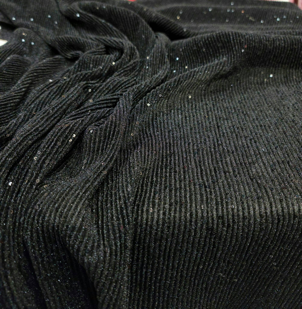 Sequin Spandex Black 4-Way Stretch Fabric