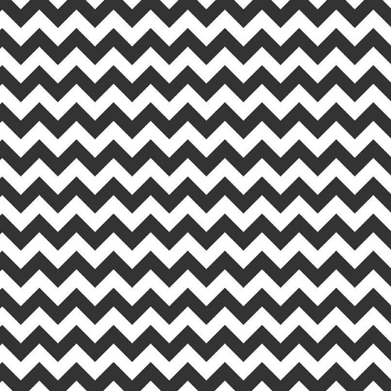 1″ One Inch Black and White Chevron Poly Cotton Fabric,
