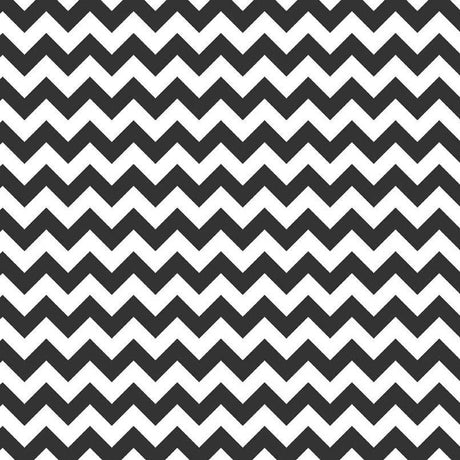 1″ One Inch Black and White Chevron Poly Cotton Fabric,