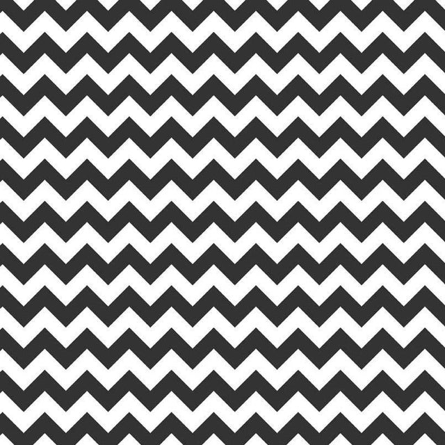 1″ One Inch Black and White Chevron Poly Cotton Fabric,