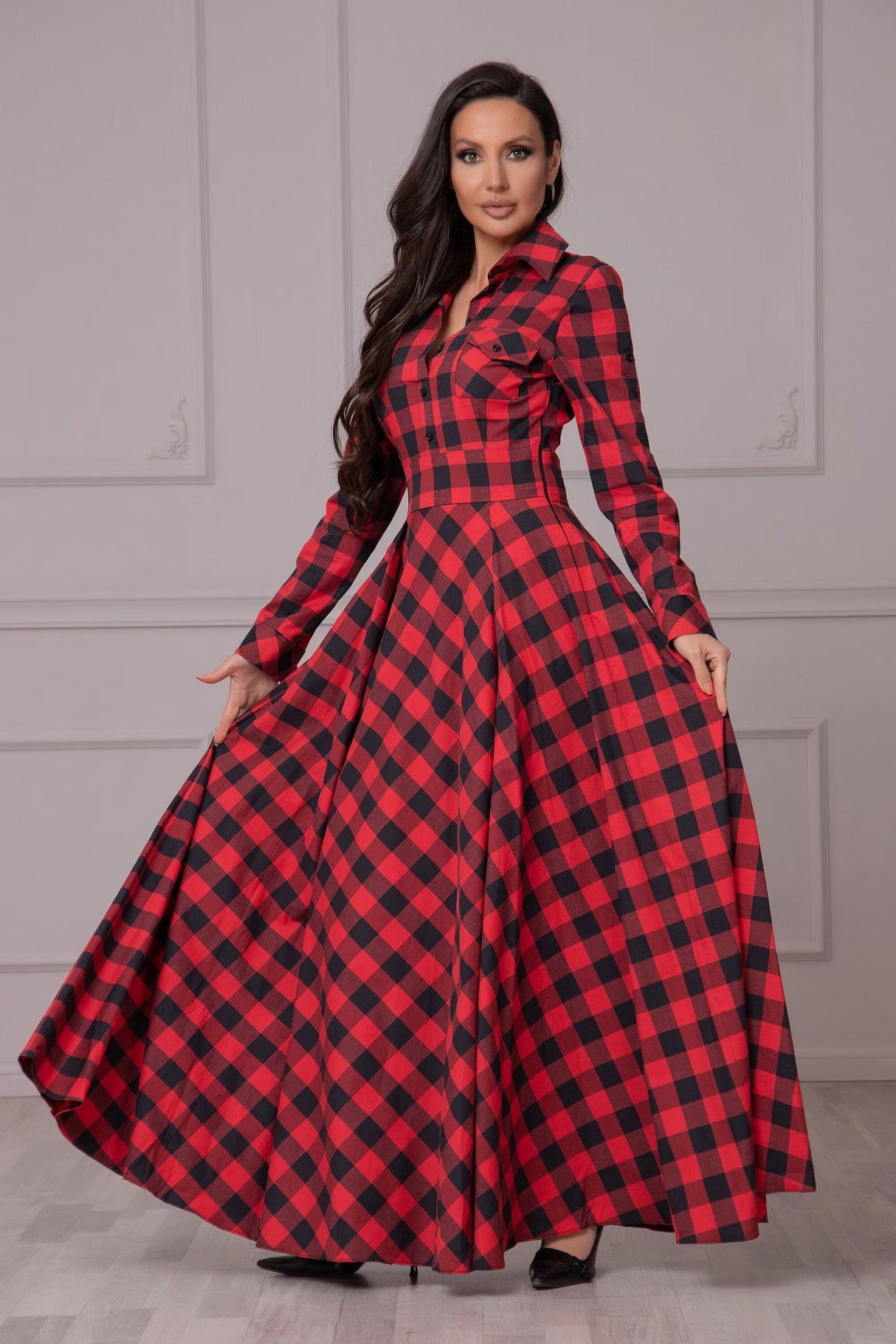 Plaid Polyester Poplin Fabric - Plaid, 58" Width (1 Yard)