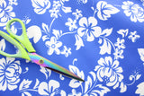 Tropical Blue Hibiscus Floral Polyester Spandex Fabric - Blue Hibiscus Floral, 58"/60" Width (Yard 36" X 60")
