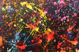 Rainbow Paint Splatter Spandex Fabric - White Splatter, 58"/60" Width (1 Yard)