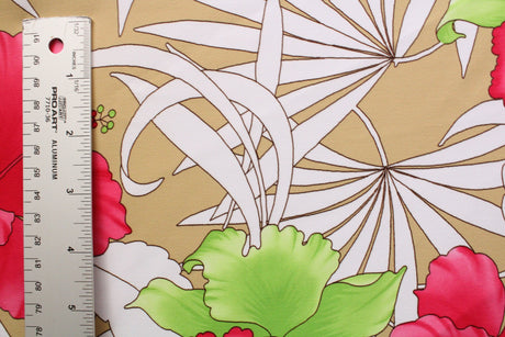 Modern Tropical Floral Polyester Spandex Fabric - Tropical Floral Print, 58/60" Width (1 Yard)