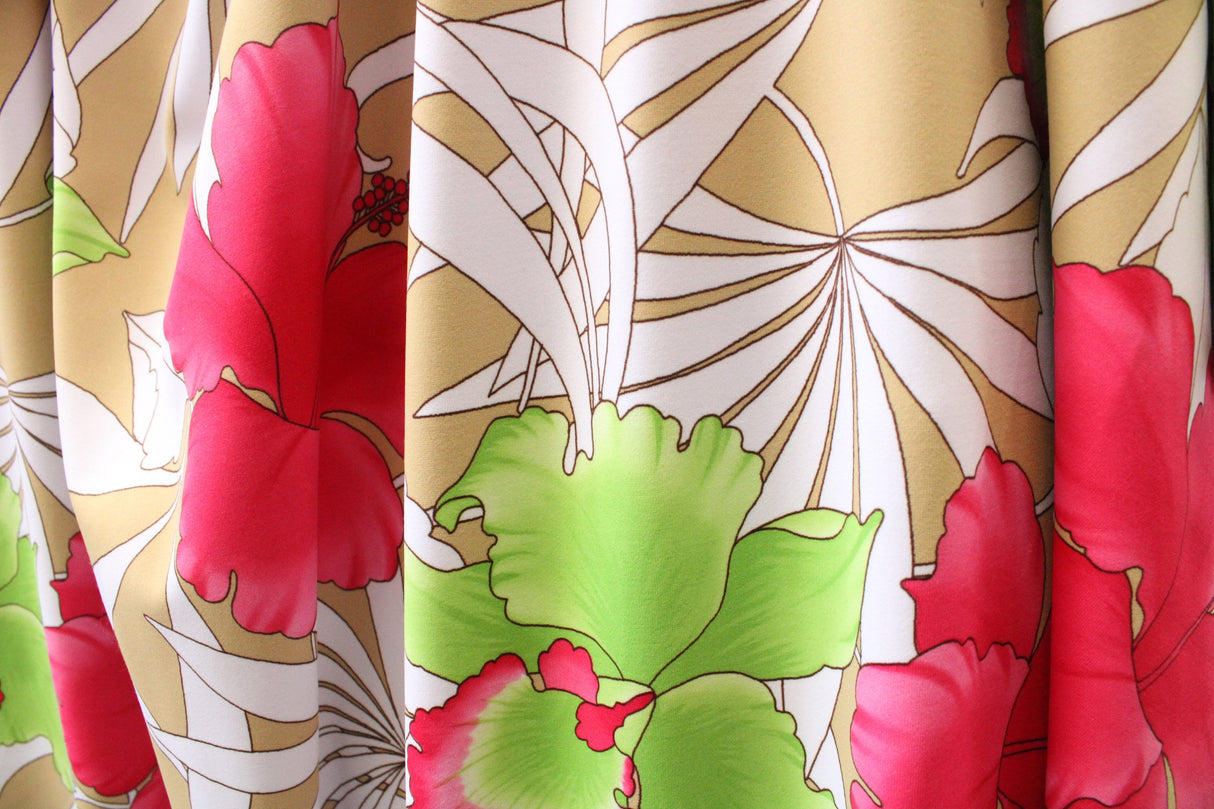 Modern Tropical Floral Polyester Spandex Fabric - Tropical Floral Print, 58/60" Width (1 Yard)