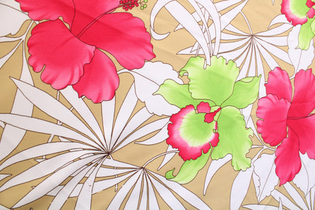 Modern Tropical Floral Polyester Spandex Fabric - Tropical Floral Print, 58/60" Width (1 Yard)
