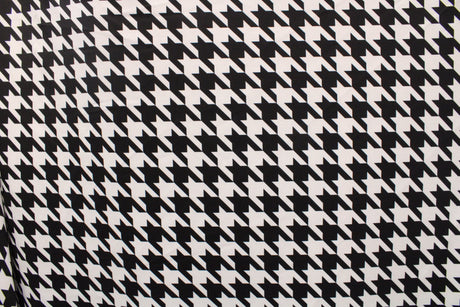 Black And White Houndstooth Polyester Spandex Fabric - Black And White Houndstooth, 58/60" Width (1 Yard)
