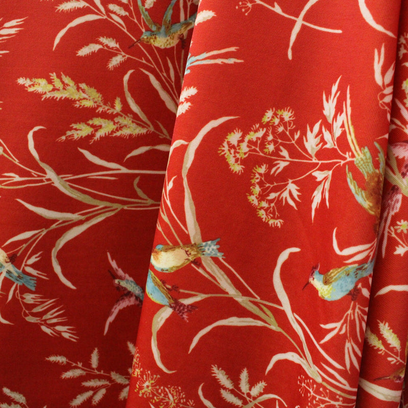 Humming Bird Fauna Polyester Spandex Fabric - Humming Bird Fauna Print, 58"/60" Width (Yard (36" X 60"))