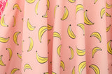 Tropical Fruits Polyester Spandex Fabric - Pineapples, Bananas, 58"/60" Width (1 Yard)