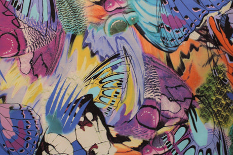 Butterfly Collage Polyester Spandex Fabric - Butterfly Collage Print, 58"/60" Width (1 Yard)