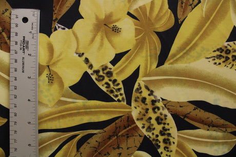 Golden Foliage Polyester Spandex Fabric - Printed Foliage, 58"/60" Width (1 Yard)