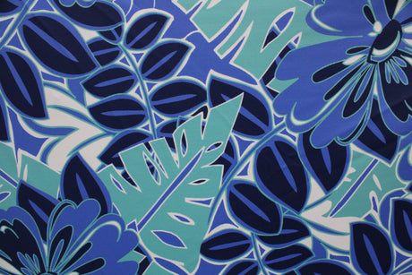 Classic Pool Tropical Floral Spandex Fabric - Tropical Floral Print, 58"/60" Width (1 Yard)