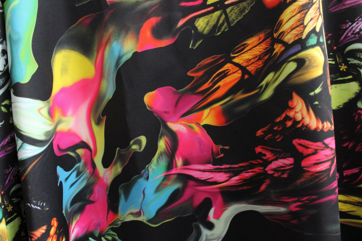 Colorful Feathers Polyester Spandex Fabric - Colorful Traditional Feathers, 58"/60" Width (Yard (36" X 60"))