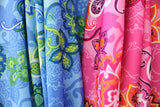 Boho Paisley Polyester Spandex Fabric - Pink Blue Paisley Print, 58"/60" Width (1 Yard)