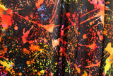 Rainbow Paint Splatter Spandex Fabric - White Splatter, 58"/60" Width (1 Yard)