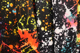 Rainbow Paint Splatter Spandex Fabric - White Splatter, 58"/60" Width (1 Yard)