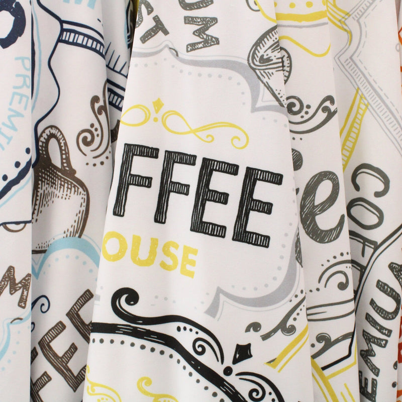 Coffee House Spandex Fabric - Coffee Print, 58/60" Width (1 Yard)