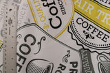 Coffee House Spandex Fabric - Coffee Print, 58/60" Width (1 Yard)