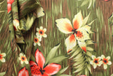 Tiki Floral Polyester Spandex Fabric - Red And Yellow Floral Print, 58/60" Width (1 Yard)