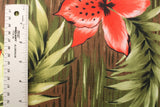 Tiki Floral Polyester Spandex Fabric - Red And Yellow Floral Print, 58/60" Width (1 Yard)