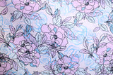 Lilac Floral Print Spandex Fabric - Lilac Floral Print, 58/60" Width (1 Yard)