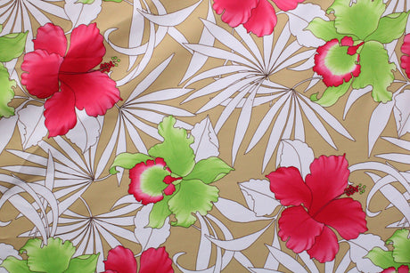 Modern Tropical Floral Polyester Spandex Fabric - Tropical Floral Print, 58/60" Width (1 Yard)