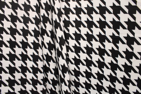 Black And White Houndstooth Polyester Spandex Fabric - Black And White Houndstooth, 58/60" Width (1 Yard)