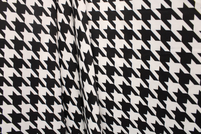Black And White Houndstooth Polyester Spandex Fabric - Black And White Houndstooth, 58/60" Width (1 Yard)