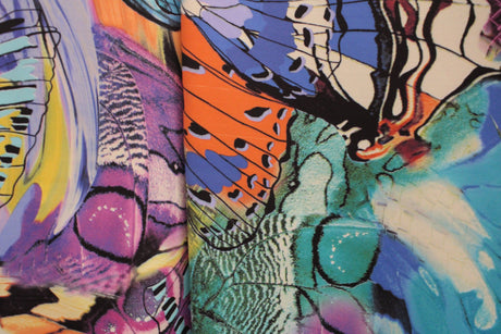 Butterfly Collage Polyester Spandex Fabric - Butterfly Collage Print, 58"/60" Width (1 Yard)