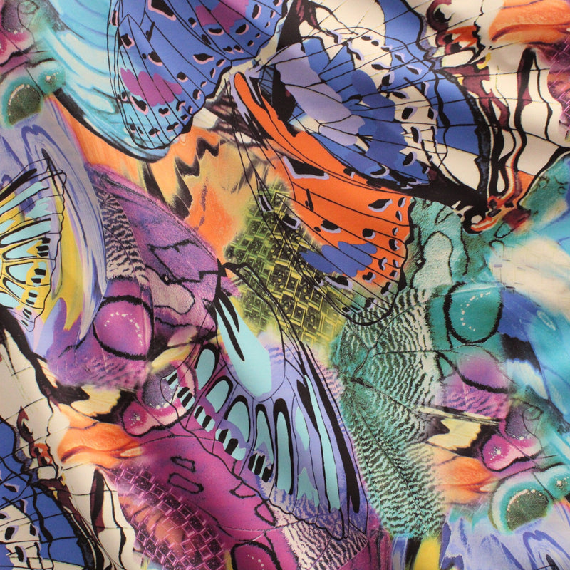 Butterfly Collage Polyester Spandex Fabric - Butterfly Collage Print, 58"/60" Width (1 Yard)