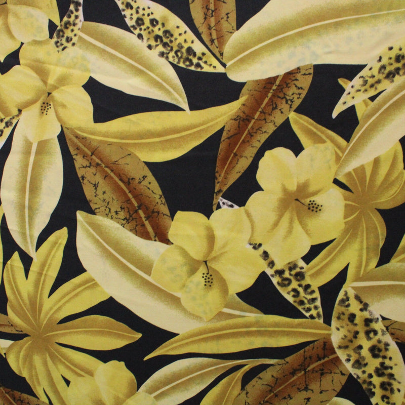 Golden Foliage Polyester Spandex Fabric - Printed Foliage, 58"/60" Width (1 Yard)