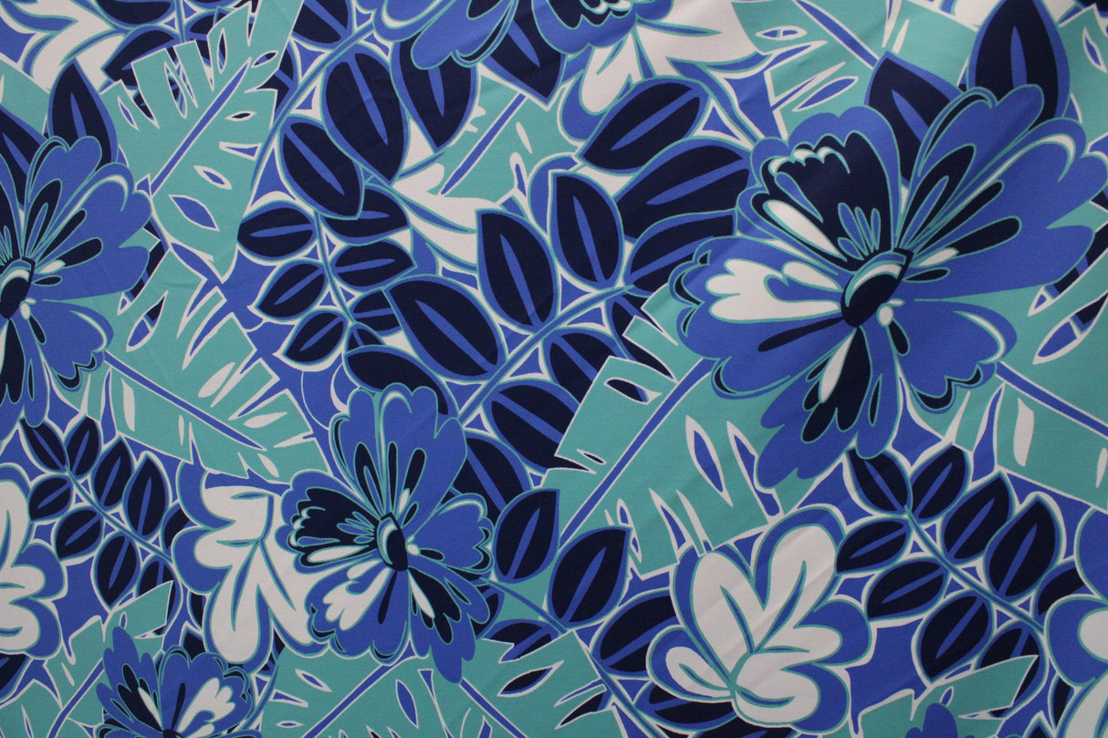 Classic Pool Tropical Floral Spandex Fabric - Tropical Floral Print, 58"/60" Width (1 Yard)