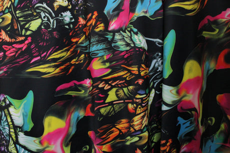 Colorful Feathers Polyester Spandex Fabric - Colorful Traditional Feathers, 58"/60" Width (Yard (36" X 60"))