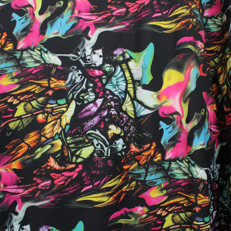 Colorful Feathers Polyester Spandex Fabric - Colorful Traditional Feathers, 58"/60" Width (Yard (36" X 60"))