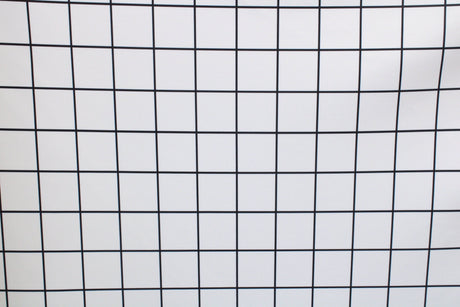 Black And White Geometric Grid Polyester Spandex Fabric - Black And White Geometric Grid, 58"/60" Width (1 Yard)