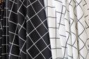 Black And White Geometric Grid Polyester Spandex Fabric - Black And White Geometric Grid, 58"/60" Width (1 Yard)