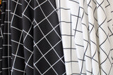 Black And White Geometric Grid Polyester Spandex Fabric - Black And White Geometric Grid, 58"/60" Width (1 Yard)